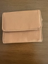 Vintage Coach Slim Trifold Tan Compact Leather Wallet Snap Close Coin Pocket