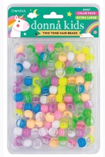 DONNA Kids Two Tone Hair Beads Extra Large Pony Beads for Braids, Twists