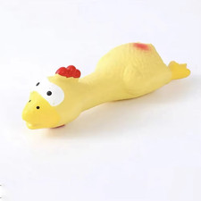 Cute Dog Squeak Toy Latex Chicken Shape Durable Chew for Small-Medium Breeds Int