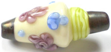 Hand Crafted Glass Colorful Detail Flower Vase Lampwork Boro Focal Bead 45x20mm