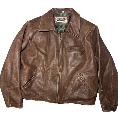Vintage Leather Jacket Women’s Size XL Brown Biker Strap Detroit Style 90s Pelle