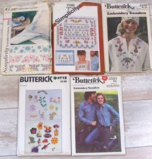 VTG LOT 5 Embroidery Transfer Patterns 95% Unused Butterick Simplicity Monogram