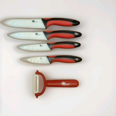 MYVIT Ceramic Knife Set 4 Knives 1 Peeler Chef Paring White Blade