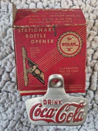 VINTAGE COCA COLA BOTTLE OPENER, Soda Advertising, STARR X 1960S, NEW IN BOX