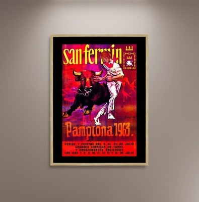 San Fermin, Pamplona 1963 Vintage Bull Run Poster Print