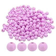 300pcs 12mm Light Purple Round Wood Beads 3.3mm Large Hole for Jewelry Making