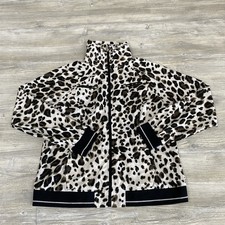 Chicos Zenergy Women 2 Animal Print Jacket Lightweight Zip Up Hidden Hood
