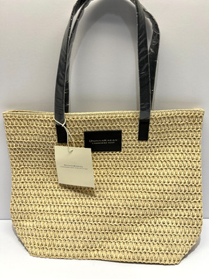 Donna Karan Cashmere Mist Collection Tote Bag Black Faux Leather Handles NWT