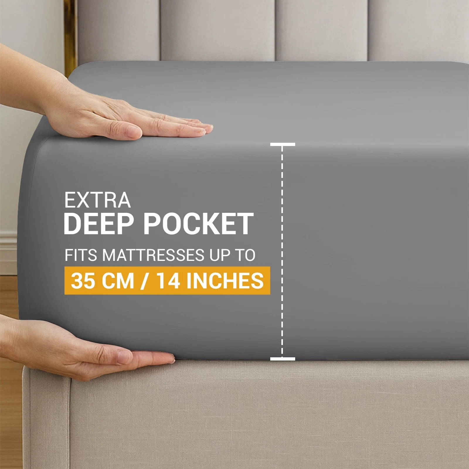 Grey - Dekoro fitted sheet - 35cm deep