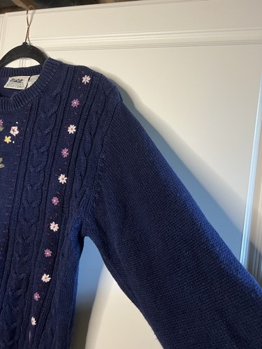 Maglione vintage Cottagecore floreale a maglia con cavi M - Foto 5 di 11