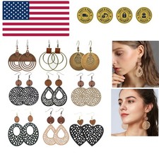 12 Pairs Teardrop Druse Crystal Drop Dangle Earrings for Women Cubic Zirconia...