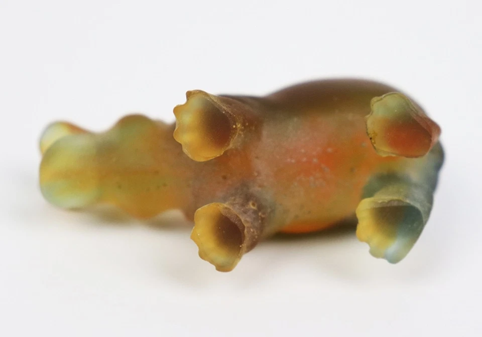 Signed Daum France Pâte de Verre Blue Hippo Art Glass Sculpture Crystal Base - Image 3 of 4