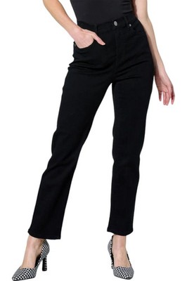 DG2 by Diane Gilman Virtual Stretch Denim Straight Leg Crop Jean Black