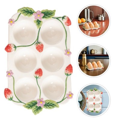 Stackable Ceramic Storage Tray With Strawberry Design For Kitchen Fridge