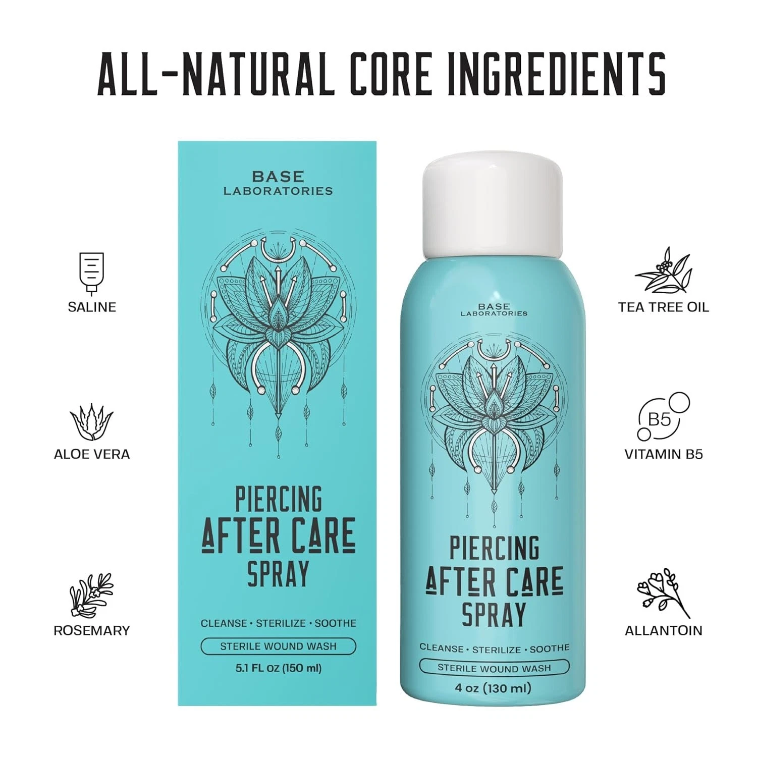 Essential Piercing Care Spray - 4oz Saline Solution for Keloids & Cleansing Duo image 4
