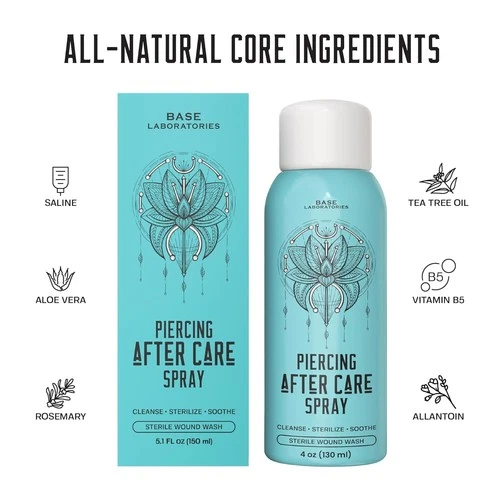 Essential Piercing Care Spray - 4oz Saline Solution for Keloids & Cleansing Duo image 4