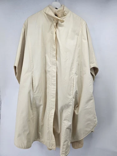 OFF WHITE Poncho giacca vintage foderata in lana bianco sporco taglia unica