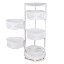5 Tiers Kitchen Storage Rack Floor Standing Movable Homes Storage Shelf Holder