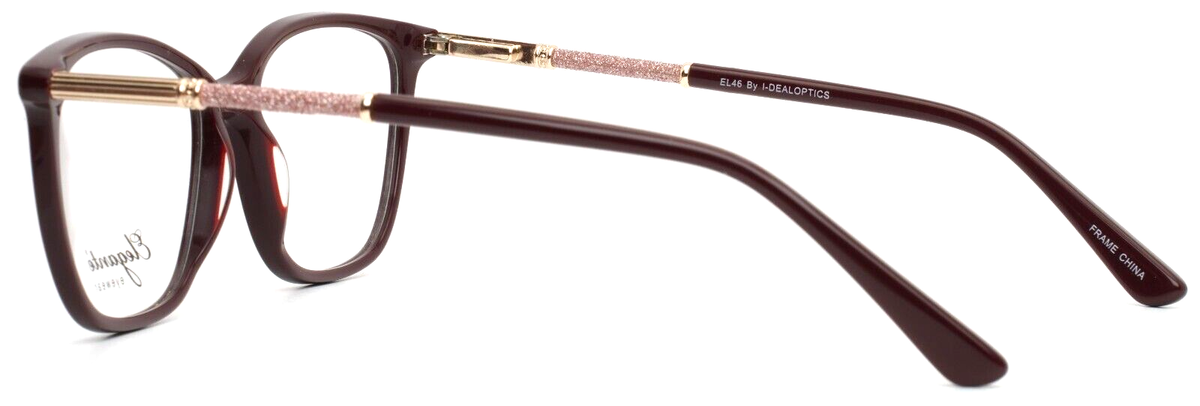 ELEGANTE EL46 Wine Womens Square Full Rim Eyeglasses 53-16