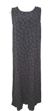 VTG Marc Ware Long Dress Sz S/M Sleeveless dark Gray Floral Leaves Print