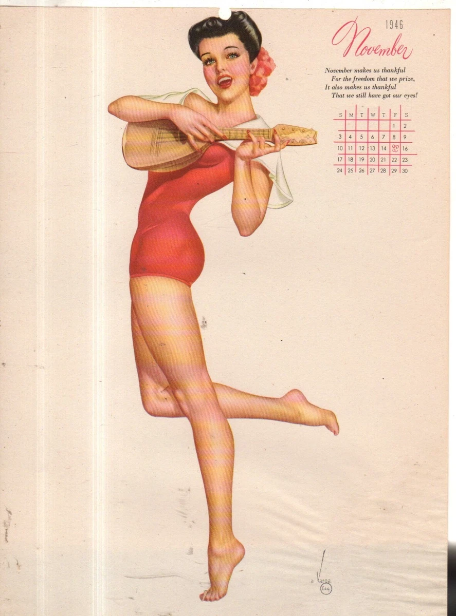 1946 Vargas Original Calendar Page November Ukelele | eBay