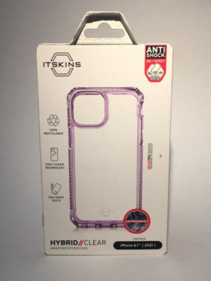 iPhone 13 Itskins Hybrid Clear Case, Open Box, Nice, Clear, Purple, Sleek