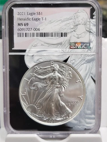 2021  SILVER EAGLE S$1 HERALDIC T1 LIMITED EDITION NGC MS69 