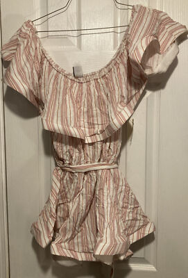 Lilian Viva Fashion Off Shoulder Pink Striped Too Size 3X NWT