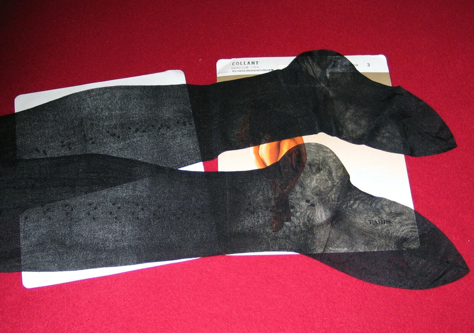 COLLANT GERBE GERCLUB STICK T 3 NOIR NYLON LINGERIE VINTAGE FANTAISIE QUALITÉ - Photo 3/4