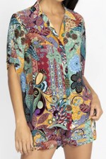 Johnny Was Red Carolyn Silk Short Pajama Set Medium M NWT