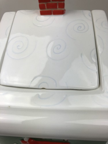 Barattolo biscotti ceramica 3D officina di Babbo Natale grande vintage - Foto 12 di 12