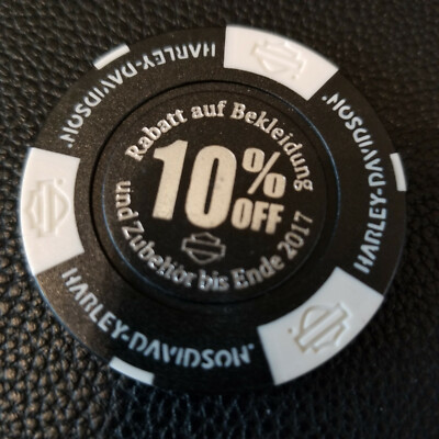 ''SPECIALTY 10% CHIP'' HD AARGAU ~ Switzerland ~ Harley Poker Chip~(Black/White) 