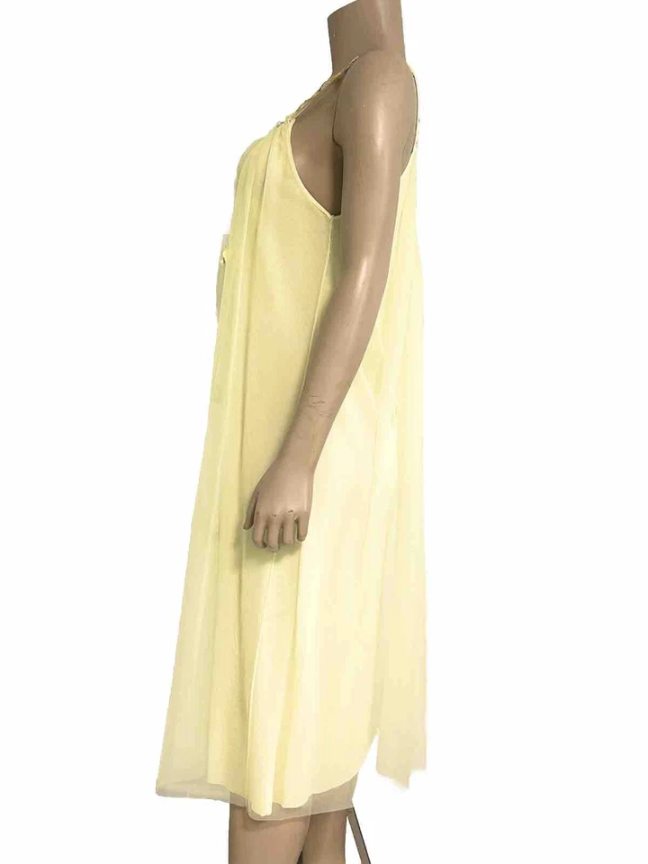 Vintage Gilead Sheer Net Dress Gown Yellow Flower Small Peasant Cottagecore - Image 4 of 4