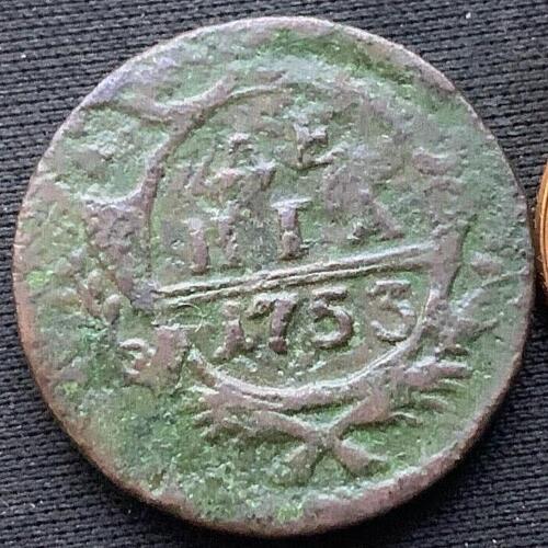 1753 Russian Empire Denga Anna Ivan VI #Q88
