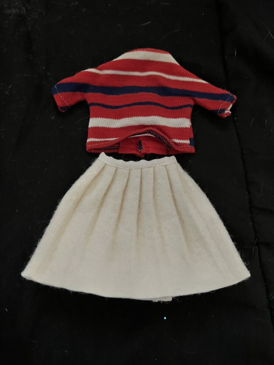 VTG Ideal Tammy Doll Outfit Striped Top Pleated Skirt Made VTG Ideal Tammy Doll Outfit Striped Top Pleated Skirt Made