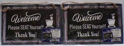 Lot of 2 Welcome Please SEAT Yourself Thank You! Restroom Sign  8''x12''