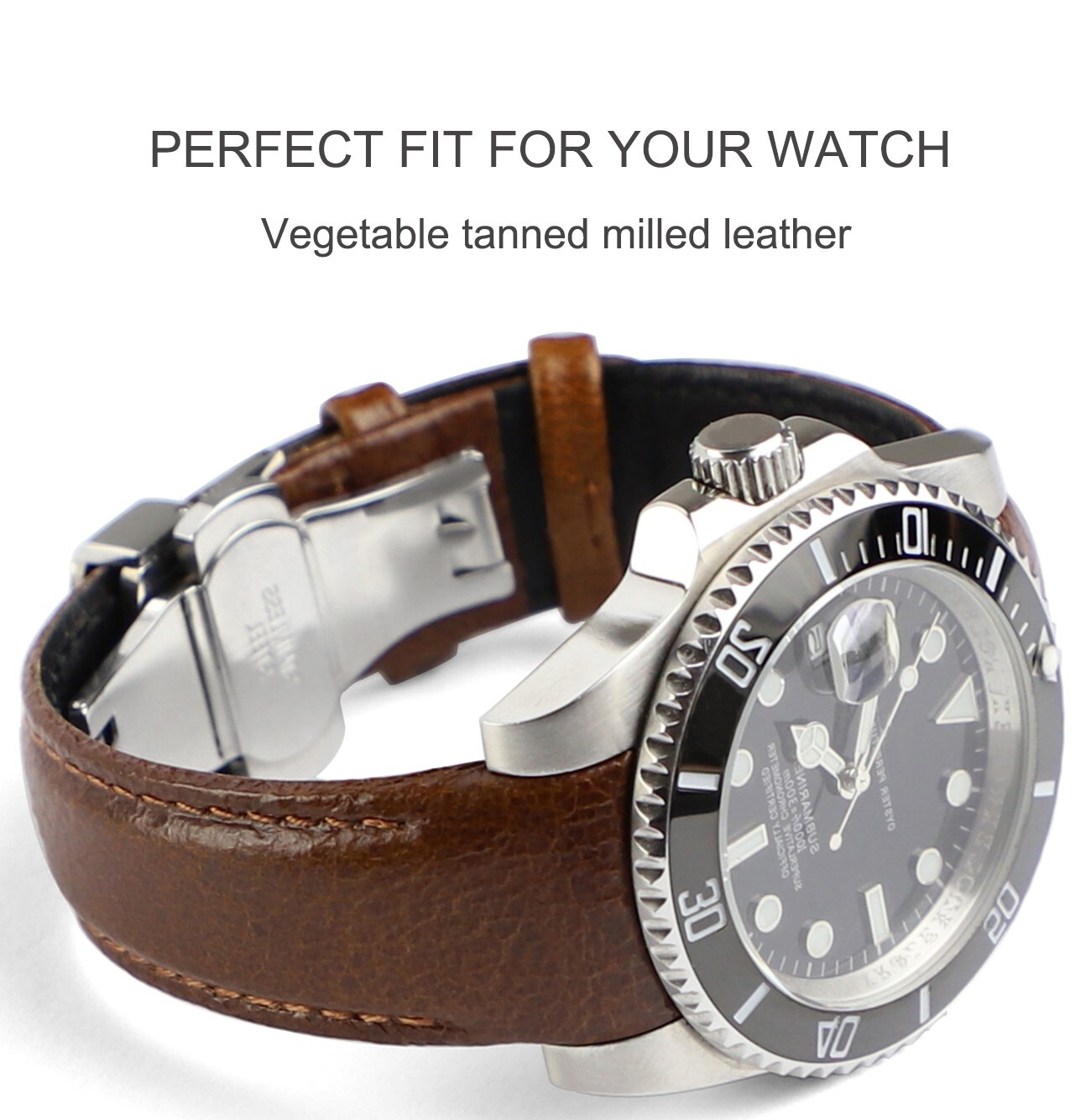 20mm Oil Wax Leather Watch Strap for Rolex Submariner Daytona DAY-DATE 36MM GMT2 image 5