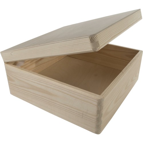 Quadratische Holzkiste mit Deckel | 30x30x14cm | Deko Basteln Truhe Uni Kiefer - Bild 3 von 8