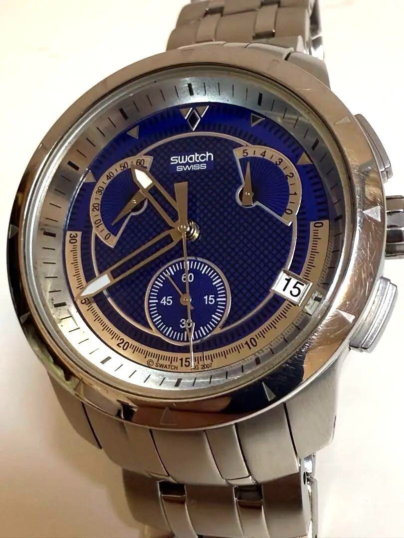 スウォッチ レトログラード YRS400G DARK STEEL Swatch Retrograde YRS400G DARK STEEL Silver Watch New