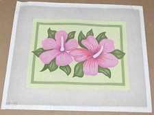 BB Designs "Double Hibiscus" Flowers Handpainted Needlepoint Canvas