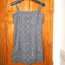 Forever 21 Women's Gray Tweed Pattern Bodycon Mini Dress With Spaghetti Strap