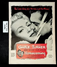 1948 MGM prsents "Homecoming" Clark Gable & Lana Turner Print Ad 43990