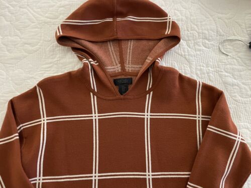 Modern Rust Plaid Hoodie Sweater - Picture 3 of 3