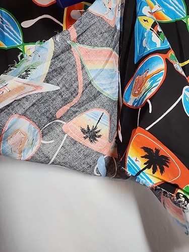 2pc 90s Beach Sunglasses Ocean Vacation Colorful Print Cotton Fabric 17x45 - Picture 12 of 15