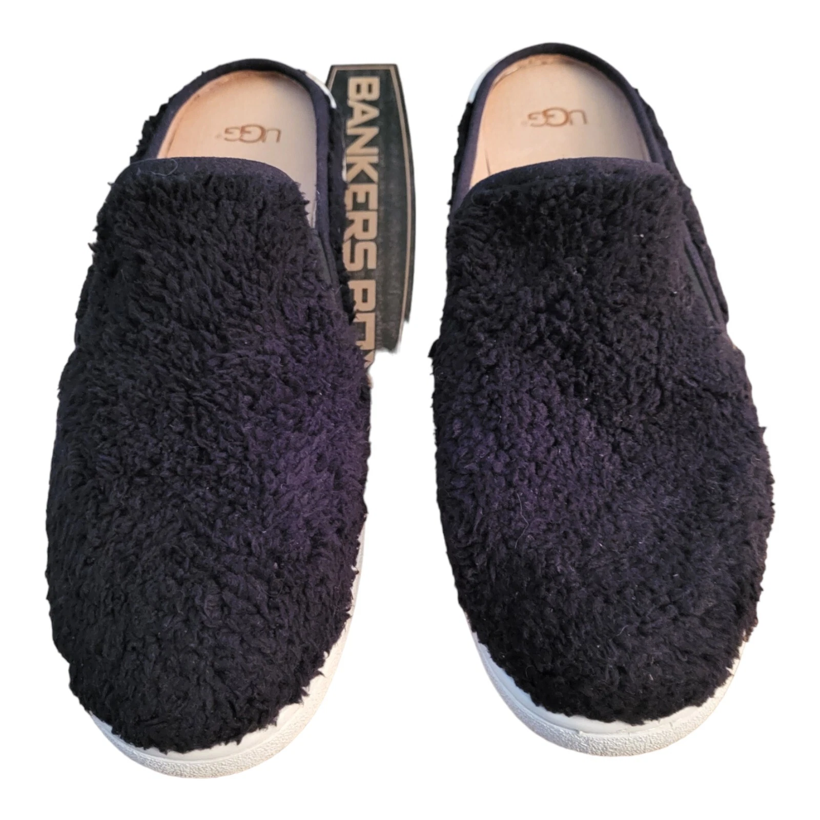 UGG Australia Ricci Mocassino Sneaker Ciabatta Nero Pelliccia Donna Taglia 10