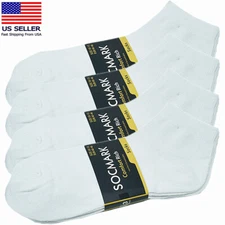 Mens 9 Pairs Athletic Comfort White Cotton Crew Ankle Low Cut Socks Size 9-13
