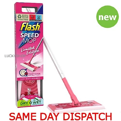 Flash Speedmop 4xDry 4xWet Cloth Lemon Scent New pink Speedmop