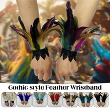 1920s Feather Gloves Cuffs Wristbands Women Bracelet Retro Gothic Punk 1 Pair