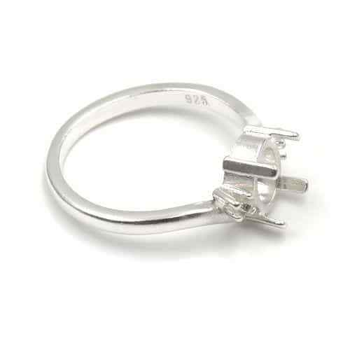 Oval Cabochon Side Accent Ring Mounting - Picture 3 of 4