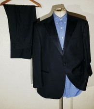 Zanieri Black Tuxedo Tonal striped 2-piece Tux Suit Jacket 48R Pants W42 ITALY